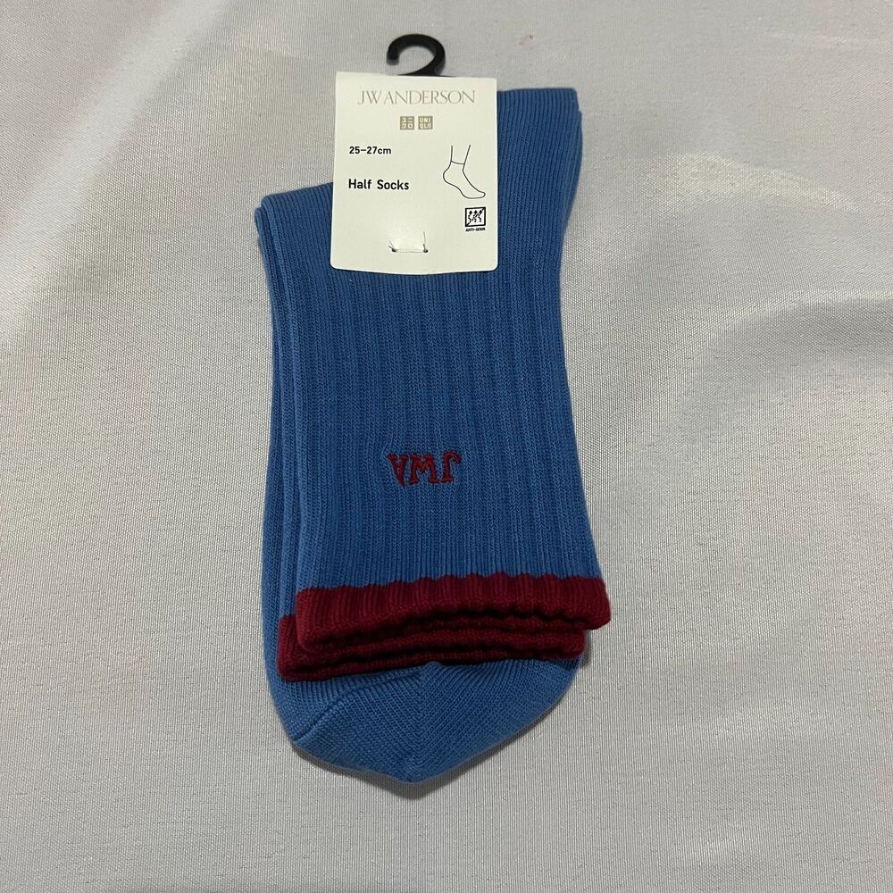 Uniqlo x JW Anderson Striped Half Socks Blue Red Size 25-27cm NWT